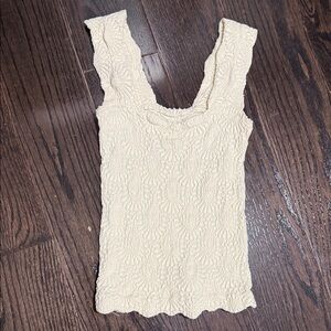 Free People Cream Textured Tank Top